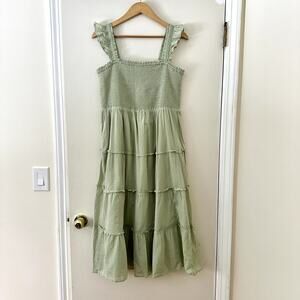 NWT J Crew Smocked Tier Midi Dress Sz L